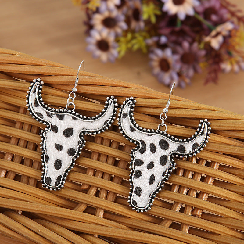 Alloy Animal Print Cow Head Earrings